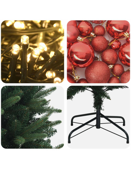 Albero di Natale Artificiale con Palline 210 cm 300 LED