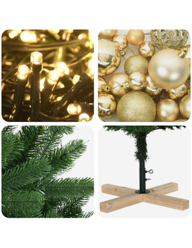Albero di Natale artificiale con palline 210 cm 300 LED