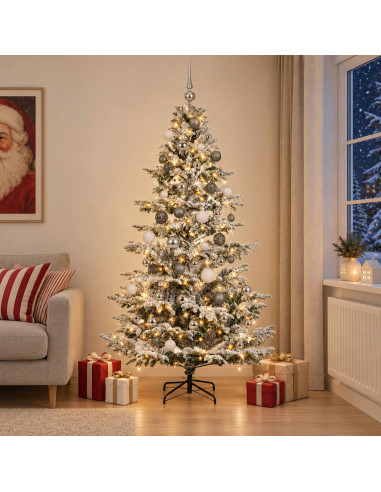 Albero di Natale artificiale con palline 180 cm 300 LED