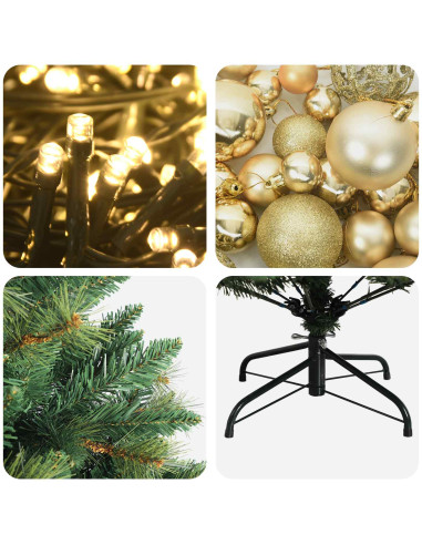 Albero di Natale Artificiale con Palline 210 cm 300 LED
