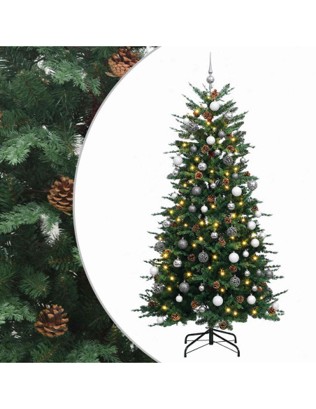 Albero di Natale Artificiale con Rami Pieghevoli 180 cm 300 LED