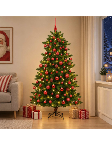 Albero di Natale Artificiale con Palline 240 cm 300 LED