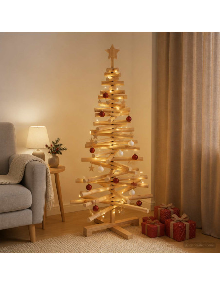 Albero di Natale in legno KOTKA 120 cm Legno Massello di Pino