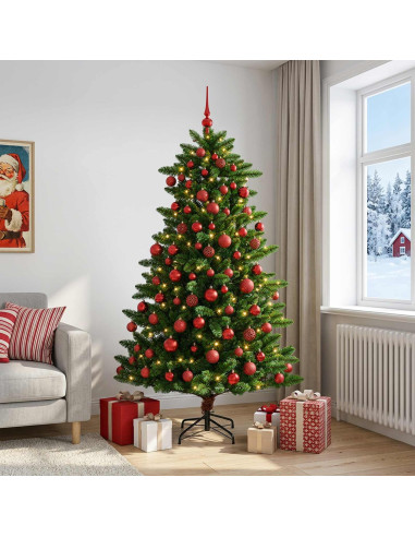 Albero di Natale Artificiale con Palline 240 cm 300 LED
