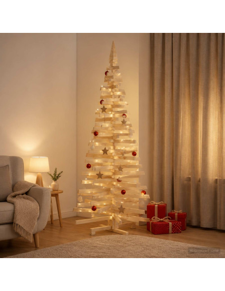 Albero di Natale in legno KOTKA 240 cm Legno Massello di Pino