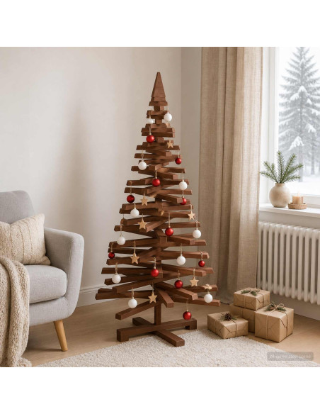 Albero di Natale in legno KOTKA 120 cm Legno Massello di Pino