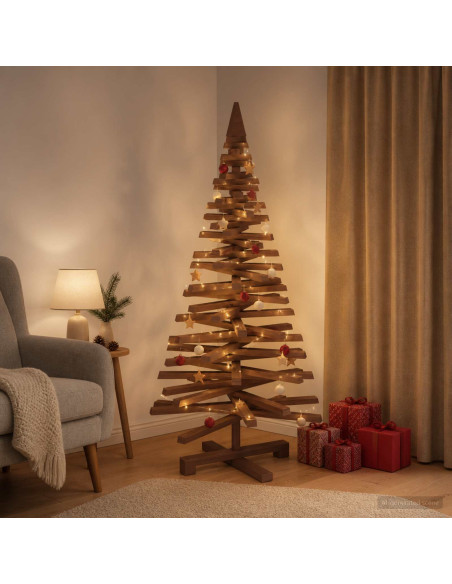 Albero di Natale in legno KOTKA 120 cm Legno Massello di Pino