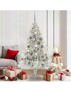 Albero di Natale artificiale con luci integrate Argento 180 cm