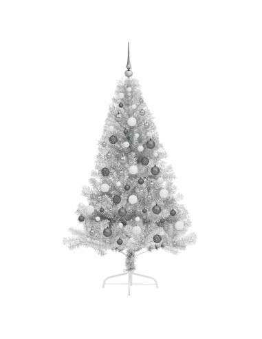 Albero di Natale artificiale con luci integrate Argento 180 cm