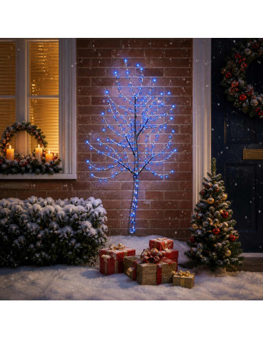 Albero di Natale da parete a LED 150 cm 140 LED Blu Acciaio