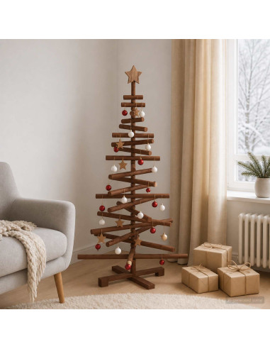 Albero di Natale in legno KOTKA 120 cm Legno Massello di Pino