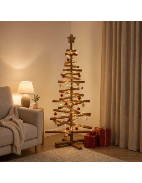 Albero di Natale in legno KOTKA 120 cm Legno Massello di Pino