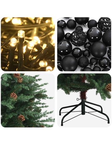 Albero di Natale artificiale con palline 240 cm 300 LED