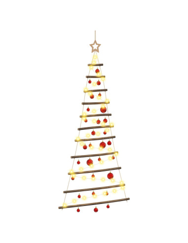 Albero di Natale appeso con palle 150 cm 80 LED Bianco caldo