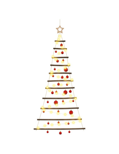Albero di Natale appeso con palle 150 cm 80 LED Bianco caldo