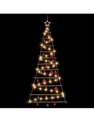 Albero di Natale appeso con palle 150 cm 80 LED Bianco caldo