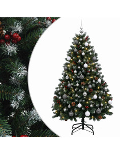 Albero di Natale artificiale verde con palline 150 cm 150 LED 2