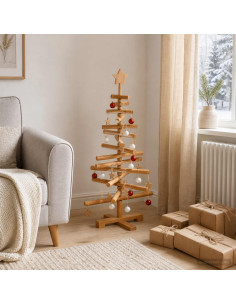 Albero di Natale in legno KOTKA 90 cm Legno Massello di Pino