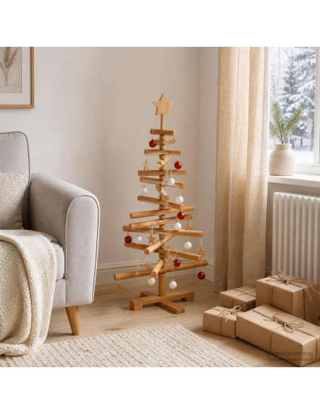 Albero di Natale in legno KOTKA 90 cm Legno Massello di Pino