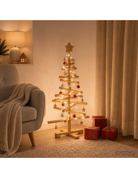 Albero di Natale in legno KOTKA 90 cm Legno Massello di Pino