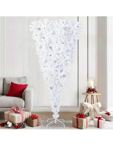Albero di Natale artificiale Bianco 210 cm PVC e Acciaio