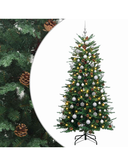 Albero di Natale Artificiale con Rami Pieghevoli 210 cm 300 LED