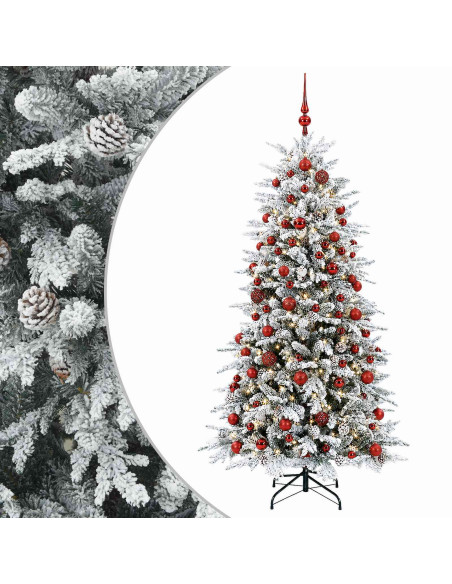 Albero di Natale artificiale con palline 210 cm 300 LED