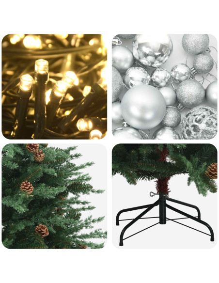 Albero di Natale Artificiale con Rami Pieghevoli 210 cm 300 LED