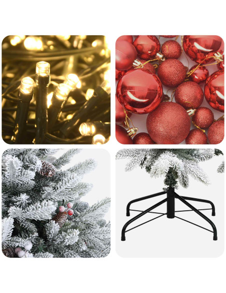 Albero di Natale artificiale con palline 240 cm 300 LED