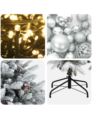Albero di Natale artificiale con palline 240 cm 300 LED