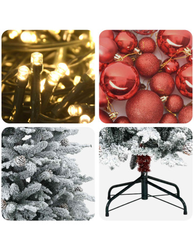 Albero di Natale artificiale con palline 210 cm 300 LED
