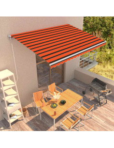 Tenda da Sole Retrattile Automatica 450x300 cm Arancione e Marrone