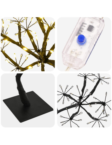 Albero di Natale a LED a forma di S 2 pz Nero 45 cm Plastica