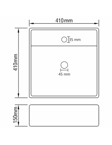Lavabo Troppopieno Cubico Marrone Scuro Opaco 41x41cm Ceramica