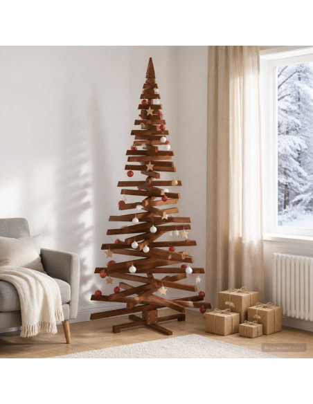 Albero di Natale in legno KOTKA 210 cm Legno Massello di Pino