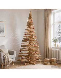 Albero di Natale in legno KOTKA 210 cm Legno Massello di Pino