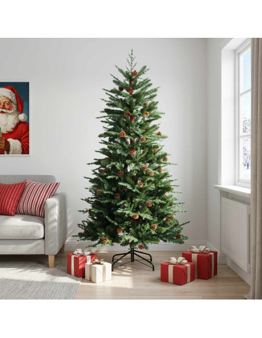 Albero di Natale Artificiale con Rami Pieghevoli 210 cm acciaio