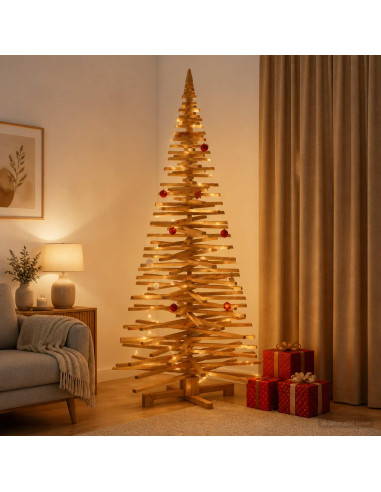 Albero di Natale in legno KOTKA 210 cm Legno Massello di Pino