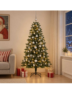 Albero di Natale Artificiale con Palline 180 cm 300 LED