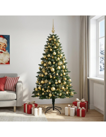 Albero di Natale Artificiale con Palline 180 cm 300 LED