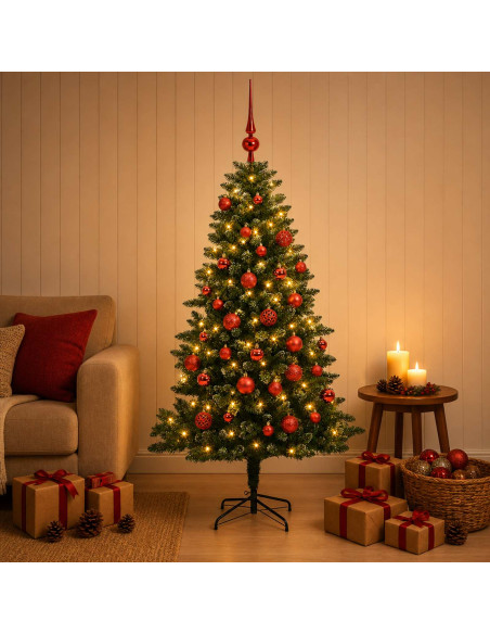Albero di Natale Artificiale con Palline 120 cm 150 LED