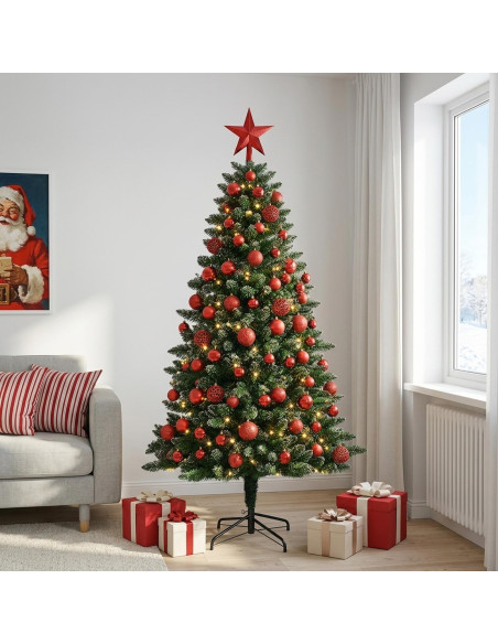 Albero di Natale Artificiale con Palline 180 cm 300 LED