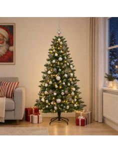 Albero di Natale Artificiale con Palline 180 cm 300 LED
