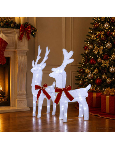 Renna di Natale 3D LOVIISA 2 pz 80 LED Bianco freddo