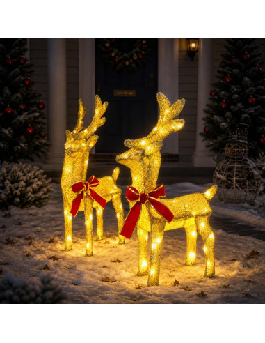 Renna di Natale 3D LOVIISA 2 pz 80 LED Bianco caldo