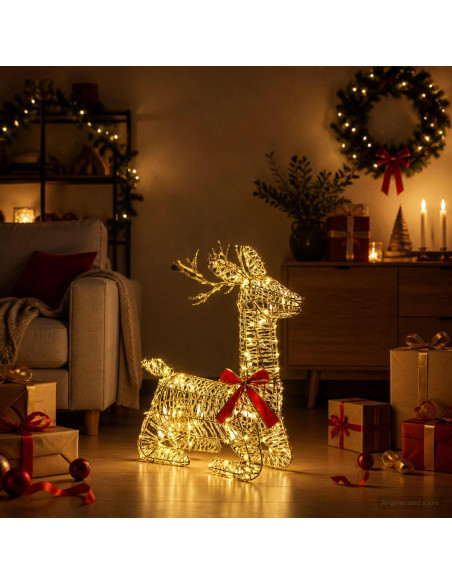 Renna di Natale 3D LOVIISA 140 LED Bianco caldo 55 x 22 x 63 cm