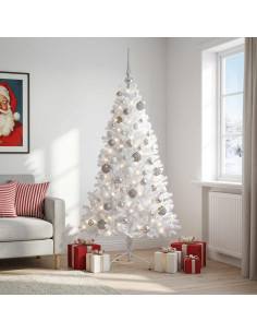 Albero di Natale artificiale con palline 180 cm 300 LED