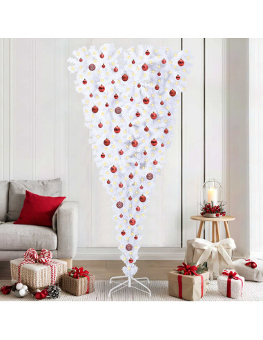Albero di Natale artificiale Bianco 210 cm PVC e Acciaio