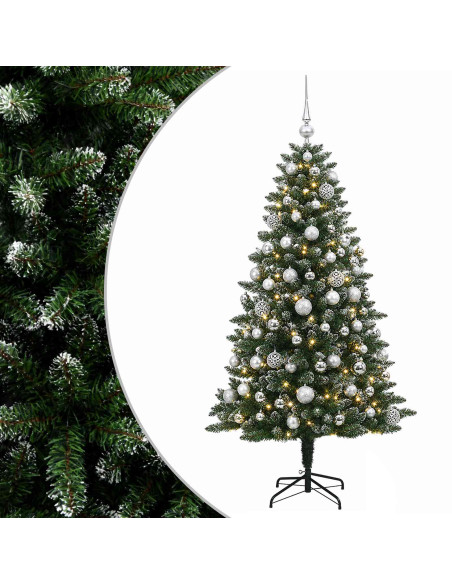 Albero di Natale Artificiale con Palline 180 cm 300 LED