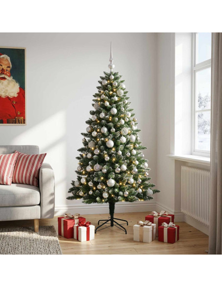 Albero di Natale Artificiale con Palline 180 cm 300 LED